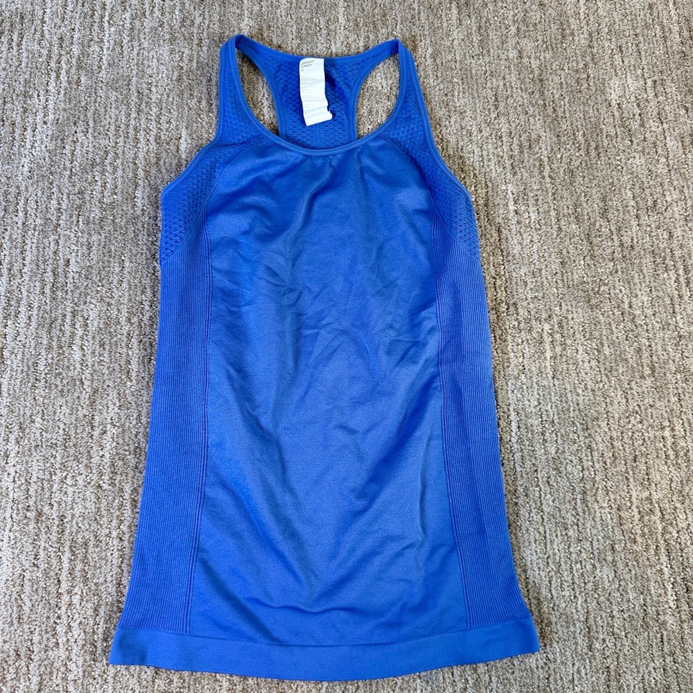 Fabletics Womens Blue Racerback Mesh Seamless Activewear Tank Top XS TK2039696